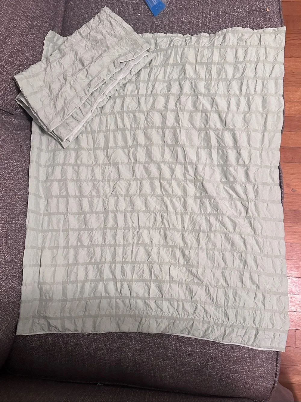 Seersucker Full Sheets & Shams Set 4PC Sage Light Green Bedding Fitted Flat Only